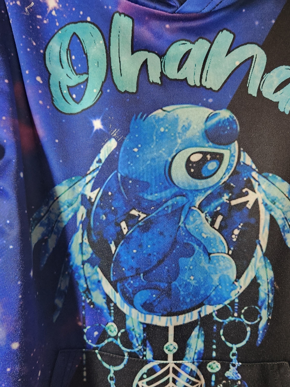 Blue & Black 'Ohana' Stitch Galaxy Hoodie Dream Catcher Disney Sweatshirt Family - Picture 2 of 8